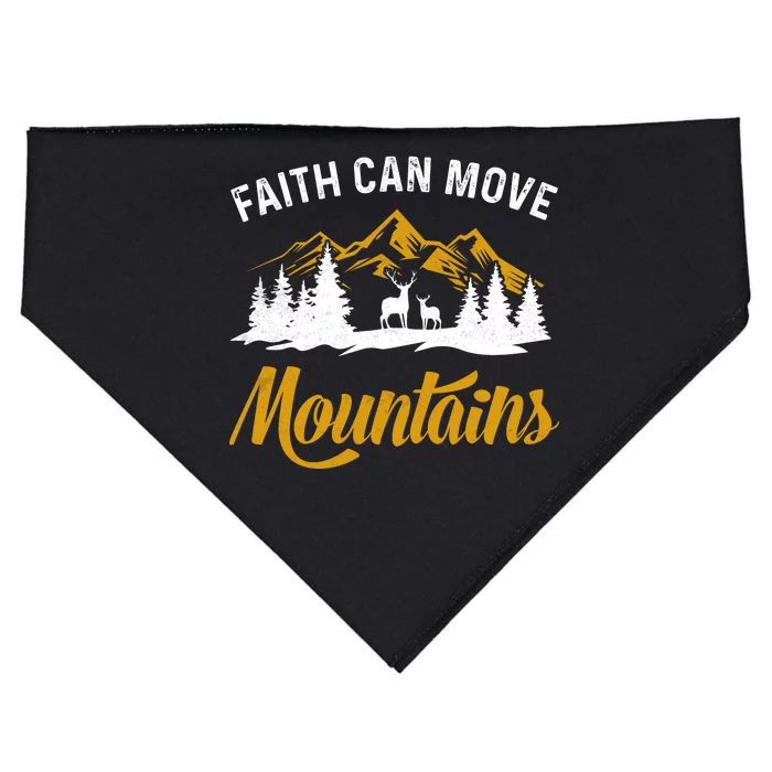 Faith Can Move Mountains Gift For Camping USA-Made Doggie Bandana