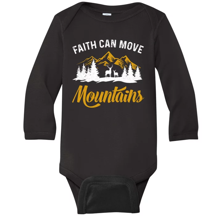 Faith Can Move Mountains Gift For Camping Baby Long Sleeve Bodysuit