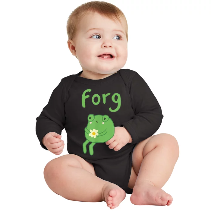 Frog Cake Meme Cute Aesthetic Forg Baby Long Sleeve Bodysuit