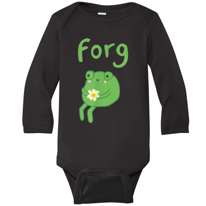 Frog Cake Meme Cute Aesthetic Forg Baby Long Sleeve Bodysuit