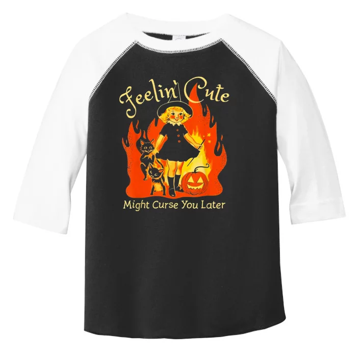 Feeling Cute Might Curse You Later Cute Witch Toddler Fine Jersey T-Shirt