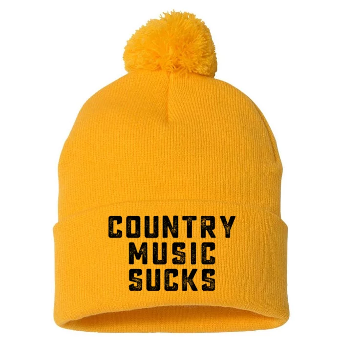 Funny Country Music Gifts Pop Country Sucks Pom Pom 12in Knit Beanie