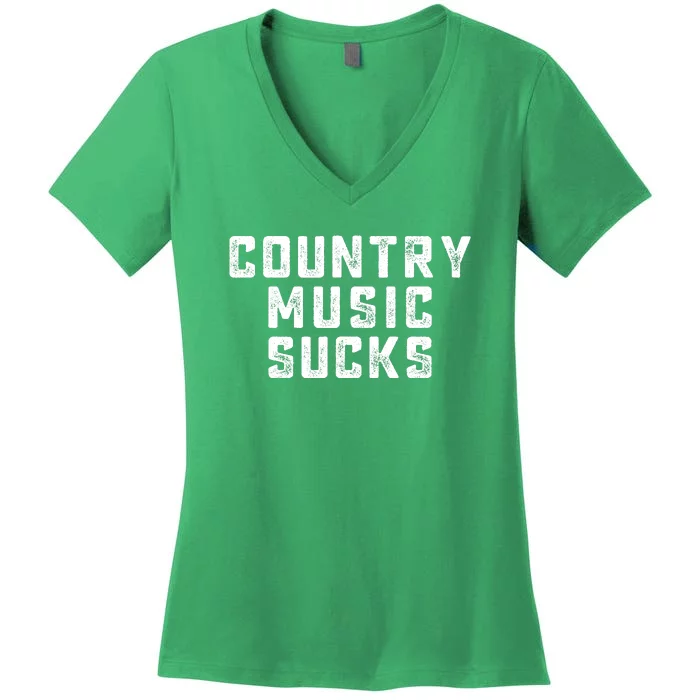 Funny Country Music Gifts Pop Country Sucks Women's V-Neck T-Shirt