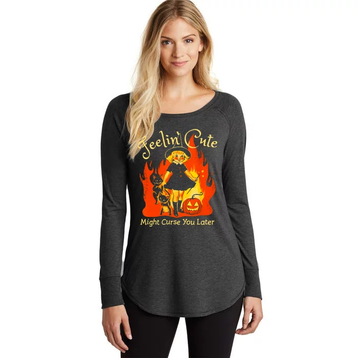 Feeling Cute Might Curse You Later Cute Witch Women's Perfect Tri Tunic Long Sleeve Shirt