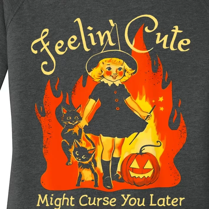 Feeling Cute Might Curse You Later Cute Witch Women's Perfect Tri Tunic Long Sleeve Shirt