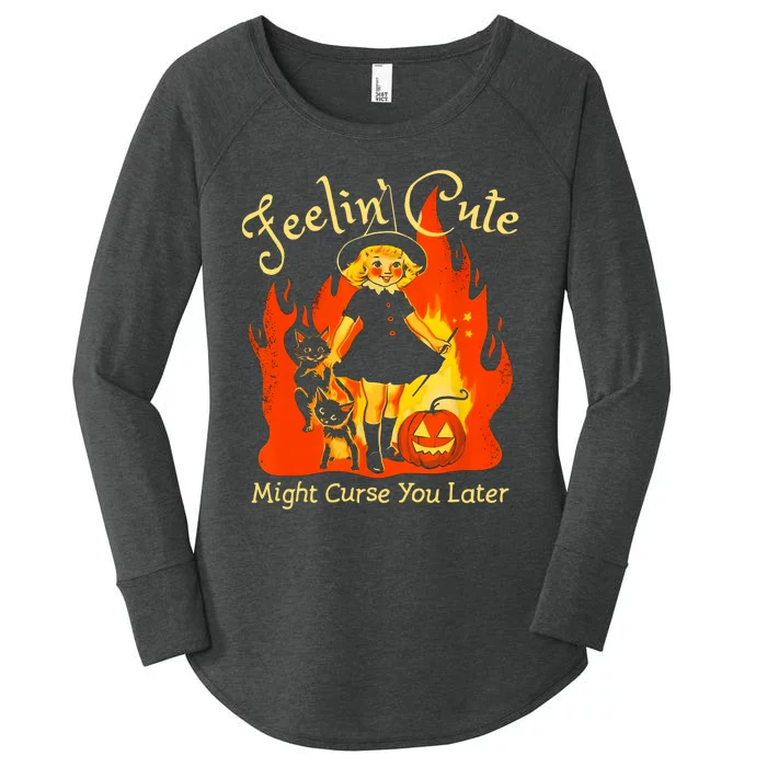 Feeling Cute Might Curse You Later Cute Witch Women's Perfect Tri Tunic Long Sleeve Shirt