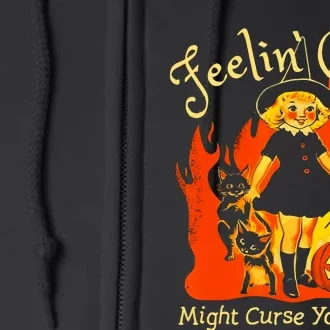 Feeling Cute Might Curse You Later Cute Witch Full Zip Hoodie