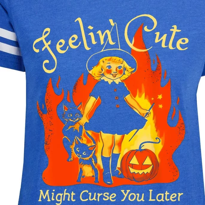 Feeling Cute Might Curse You Later Cute Witch Enza Ladies Jersey Football T-Shirt