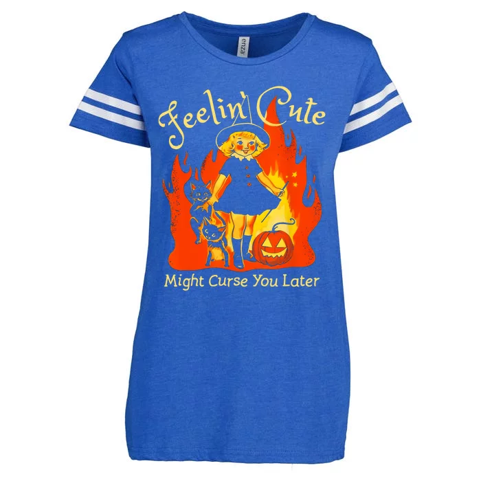 Feeling Cute Might Curse You Later Cute Witch Enza Ladies Jersey Football T-Shirt