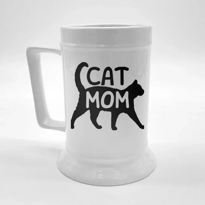 Funny Cat Mom Shirt For Women Cat Lovers Cute Mothers Day Front & Back Beer Stein