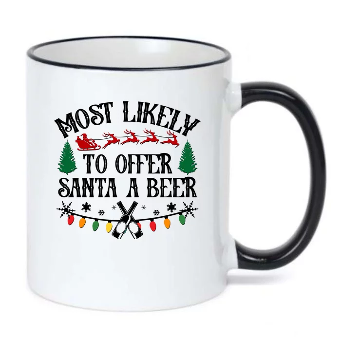 Funny Christmas Most Likely To Offer Santa A Beer Black Color Changing Mug