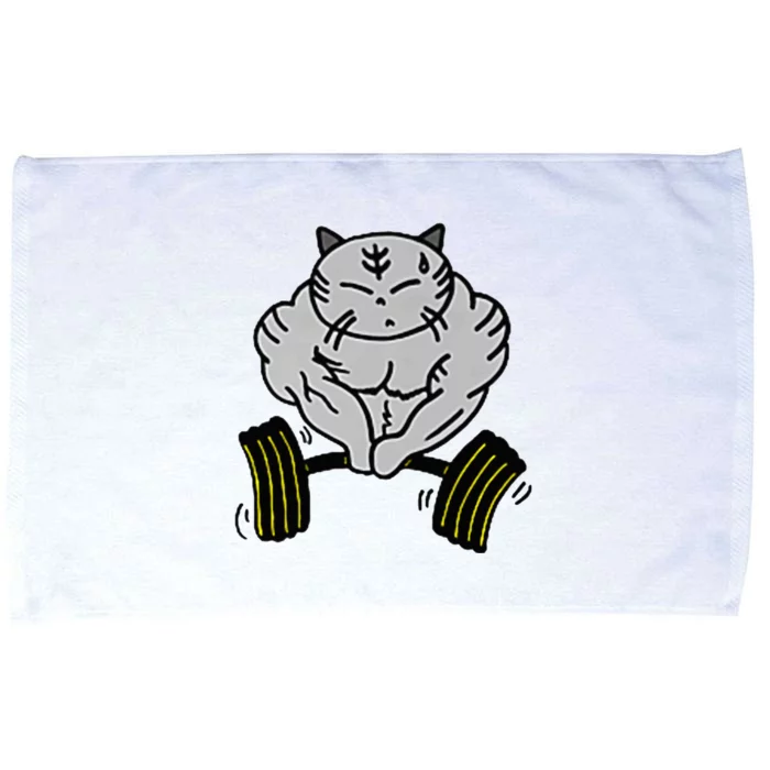 Funny Cat Muscle Microfiber Hand Towel