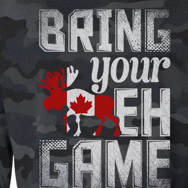 Funny Canadian Moose Maple Leaf Bring Your Eh Game Canada Funny Gift Cropped Pullover Crew