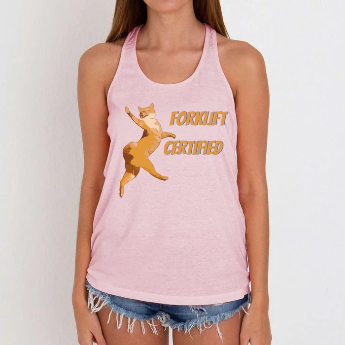 Forklift Certified Meme Funny Forklift Driver Forklift Operator Funny Meme Women's Knotted Racerback Tank