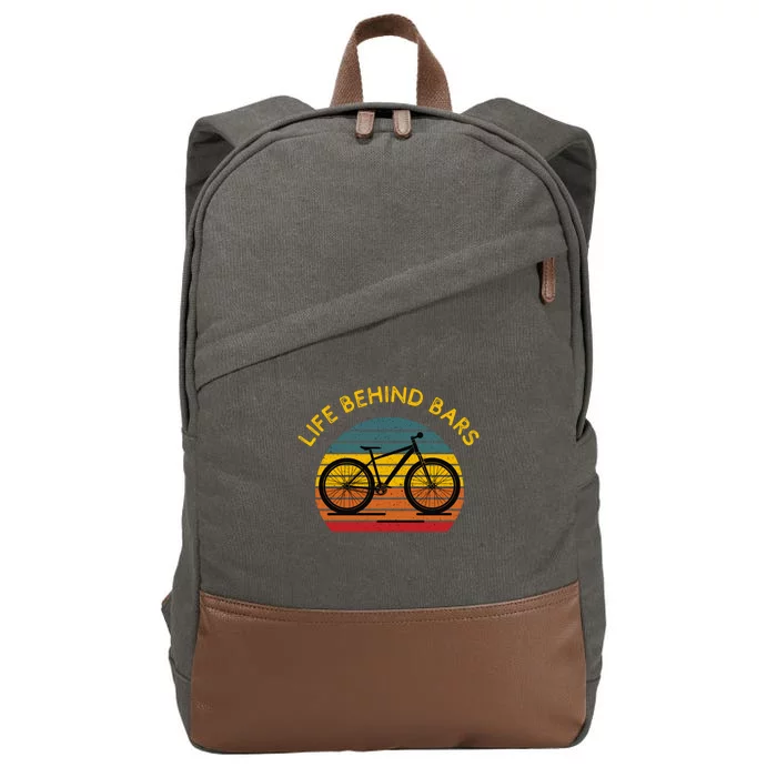 Funny Cycling Mountain Bike Downhill Biking Life Behind Bars Gift Cotton Canvas Backpack