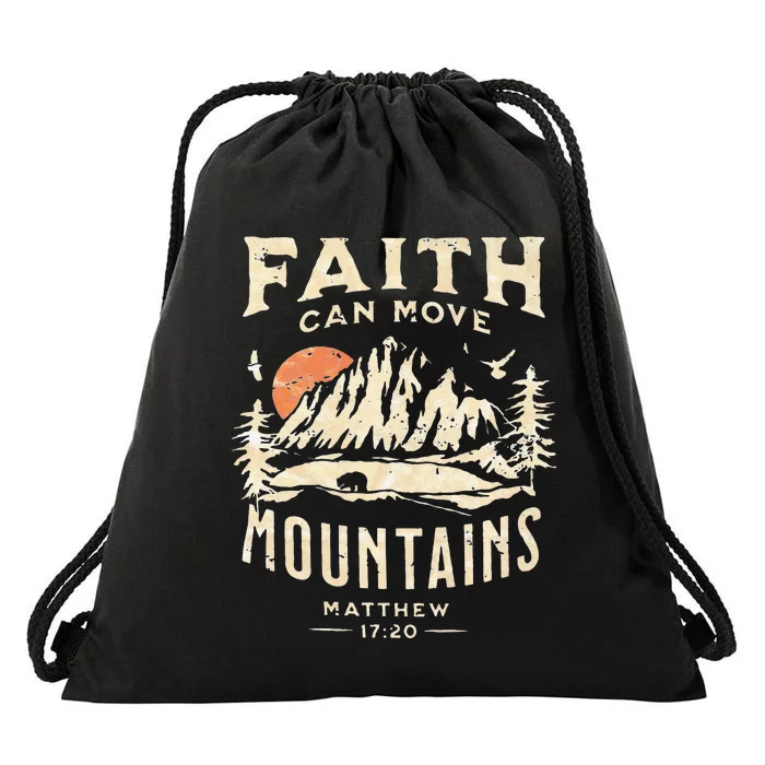 Faith Can Move Mountains Religious Bible Christian Jesus Drawstring Bag