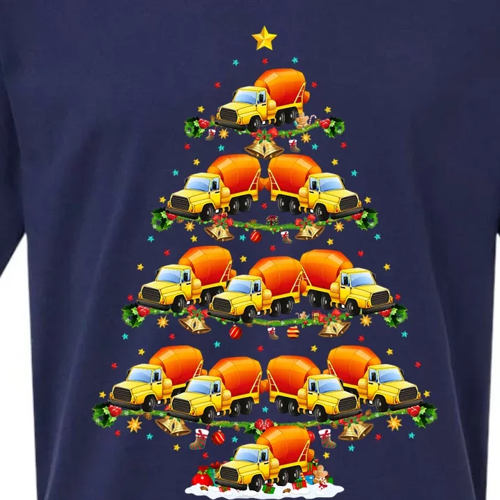 Funny Cement Mixer Christmas Tree Lights Cement Mixer Xmas Sueded Cloud Jersey T-Shirt