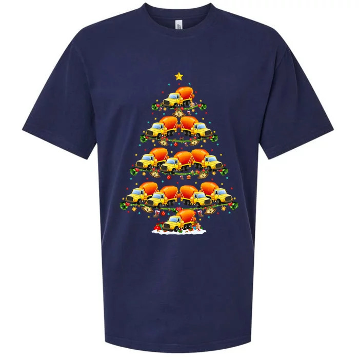 Funny Cement Mixer Christmas Tree Lights Cement Mixer Xmas Sueded Cloud Jersey T-Shirt