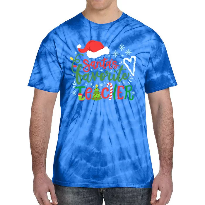 Funny Christmas Matching Group Xmas Santas Favorite Teacher Gift Tie-Dye T-Shirt