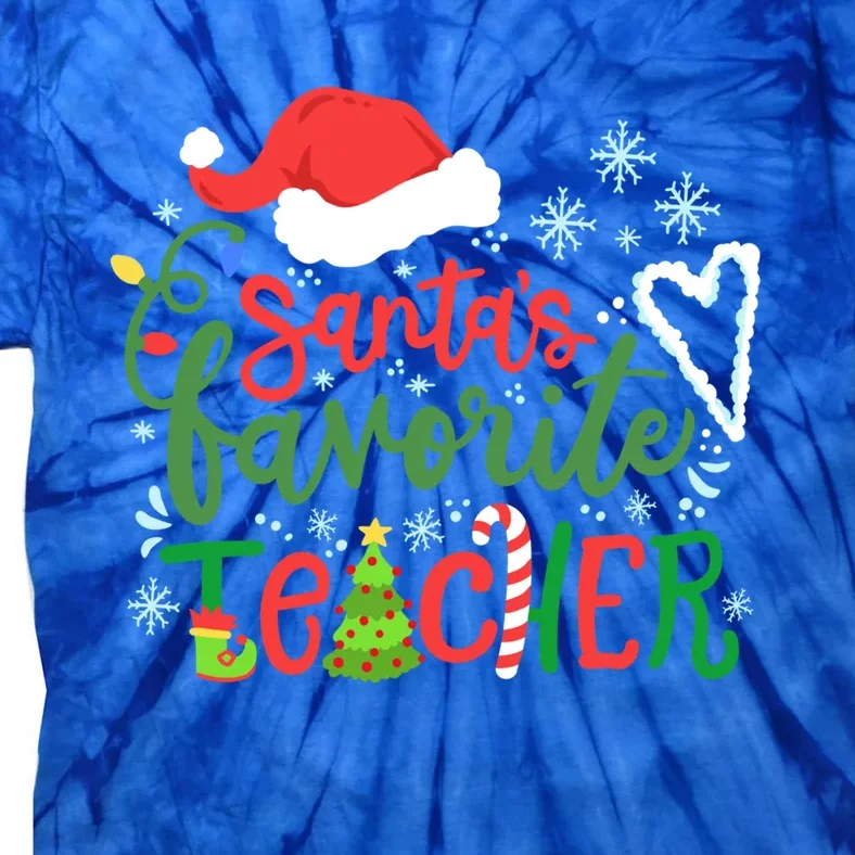 Funny Christmas Matching Group Xmas Santas Favorite Teacher Gift Tie-Dye T-Shirt