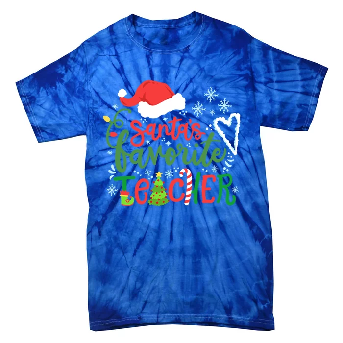 Funny Christmas Matching Group Xmas Santas Favorite Teacher Gift Tie-Dye T-Shirt