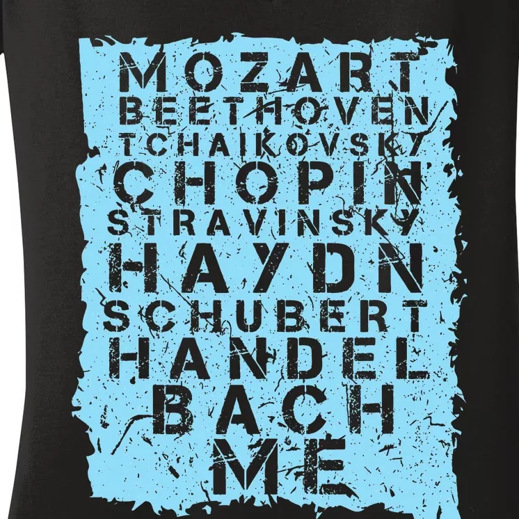 Famous Classical Music Composer Gift Musician Mozart Women's V-Neck T-Shirt