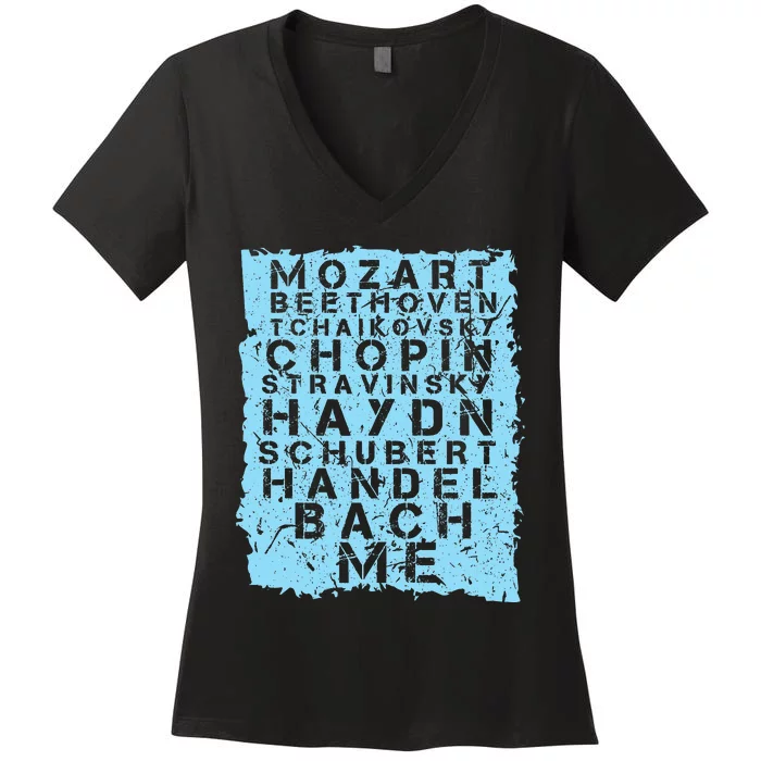 Famous Classical Music Composer Gift Musician Mozart Women's V-Neck T-Shirt