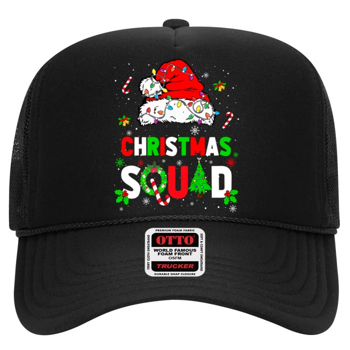 Family Christmas Matching Outfits Team Santa Elf Squad High Crown Mesh Trucker Hat