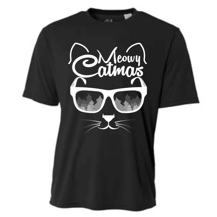 Funny Christmas Meowy Catmas Gift Cooling Performance Crew T-Shirt