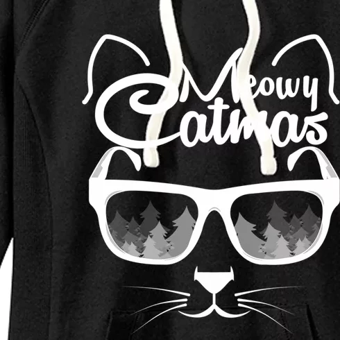 Funny Christmas Meowy Catmas Gift Women's Fleece Hoodie