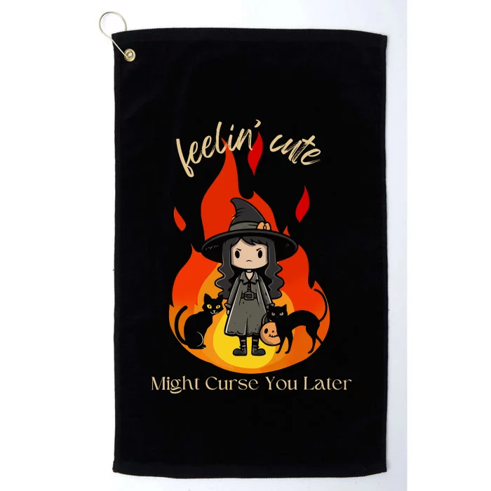 Feeling Cute Might Curse You Later Cute Witch Platinum Collection Golf Towel