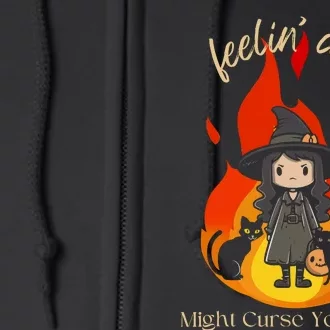 Feeling Cute Might Curse You Later Cute Witch Full Zip Hoodie