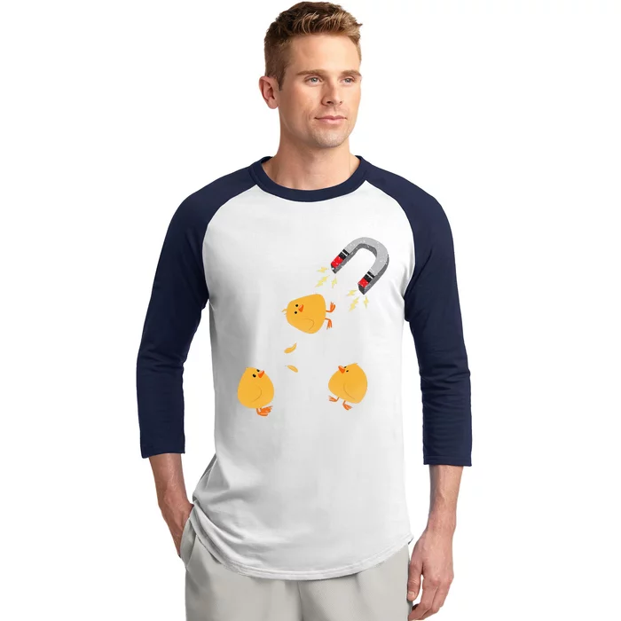 Funny Chick Magnet Happy Easter Baseball Sleeve Shirt