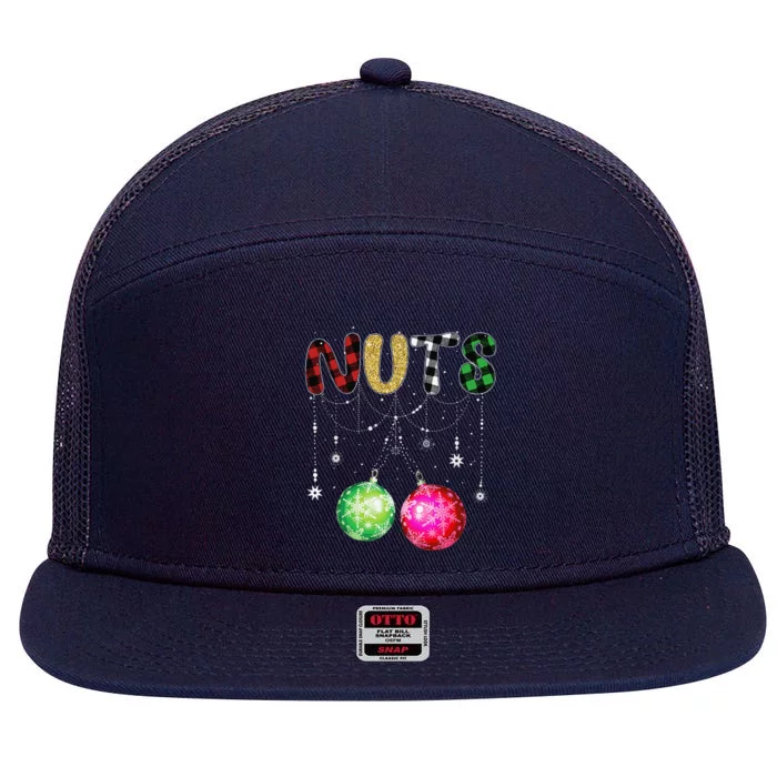 Funny Christmas Matching Couples Chest Nuts Ornaments Cute 7 Panel Mesh Trucker Snapback Hat