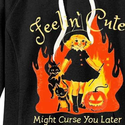 Feeling Cute Might Curse You Later Cute Witch Women's Fleece Hoodie