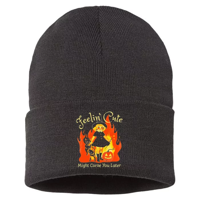 Feeling Cute Might Curse You Later Cute Witch Sustainable Knit Beanie