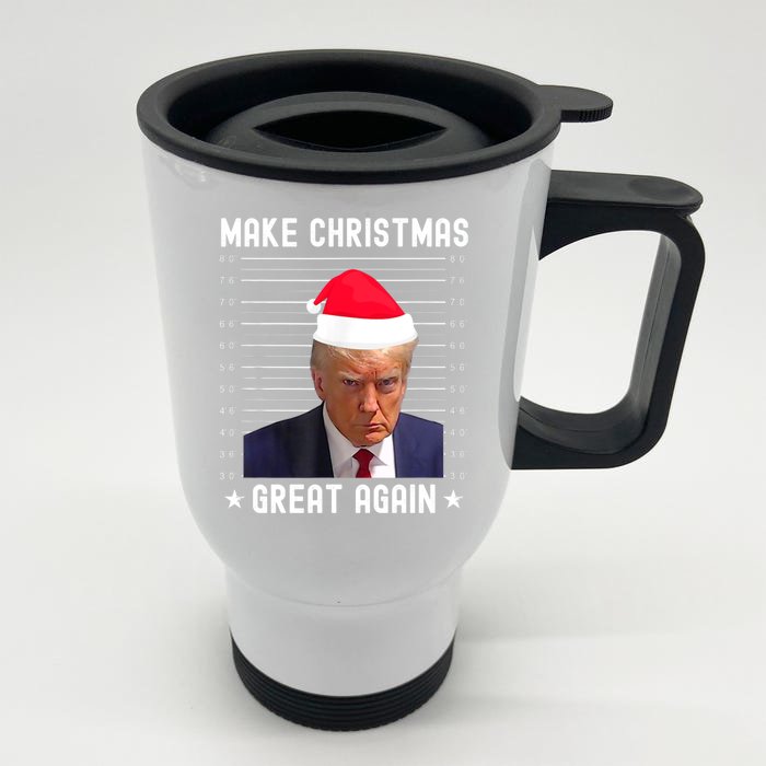 Funny Christmas Make Christmas Great Again Trump Mug Shot Cool Gift Front & Back Stainless Steel Travel Mug