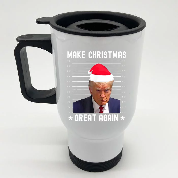 Funny Christmas Make Christmas Great Again Trump Mug Shot Cool Gift Front & Back Stainless Steel Travel Mug