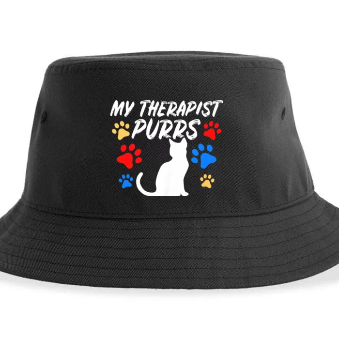 Funny Cat Mom Cat Dad Cat Lover Therapy Purrs Gift Sustainable Bucket Hat