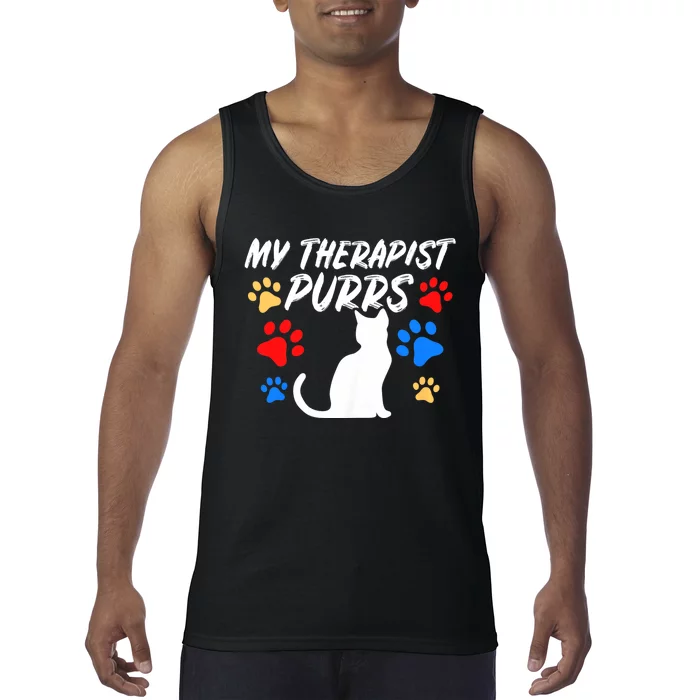 Funny Cat Mom Cat Dad Cat Lover Therapy Purrs Gift Tank Top