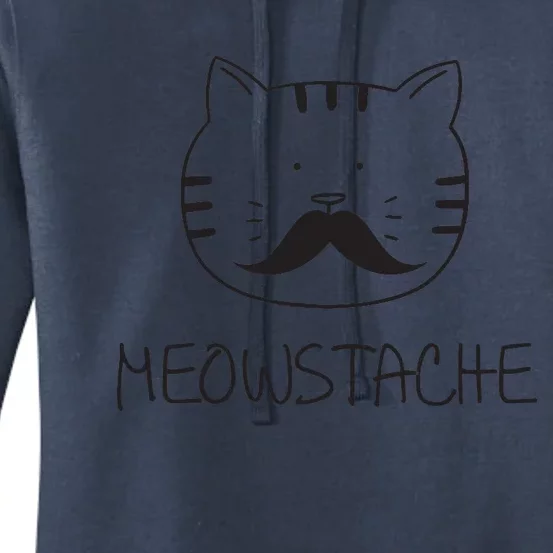 Funny cat mustache meowstache gift Women's Pullover Hoodie