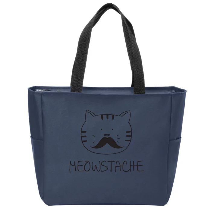 Funny cat mustache meowstache gift Zip Tote Bag