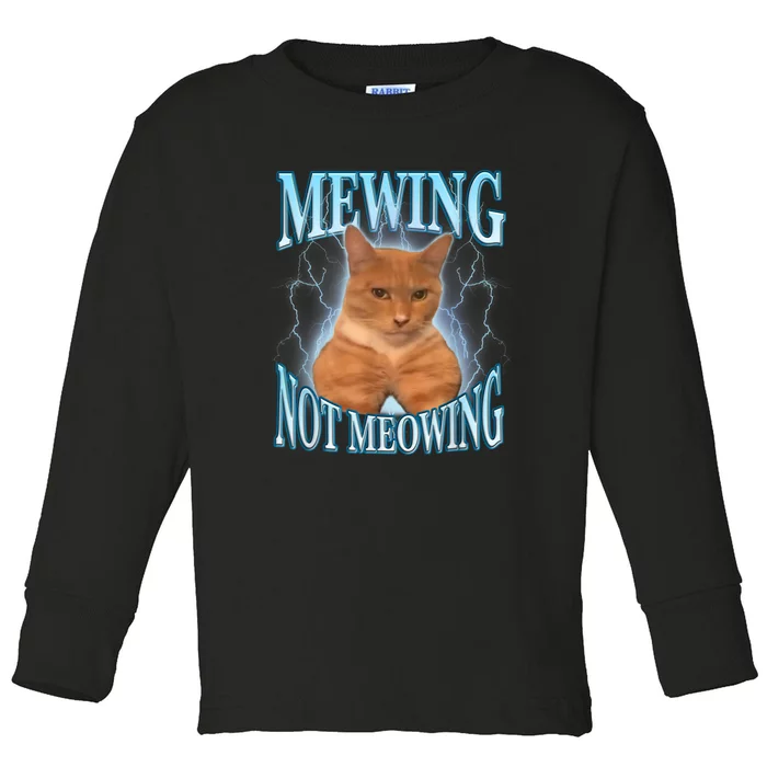 Funny Cat Meme Meowing Looks Max Meowing Toddler Long Sleeve Shirt