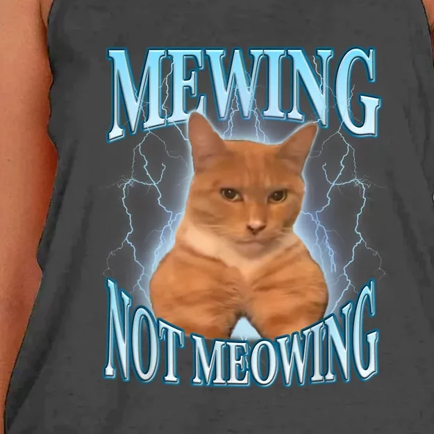 Funny Cat Meme Meowing Looks Max Meowing Women's Knotted Racerback Tank