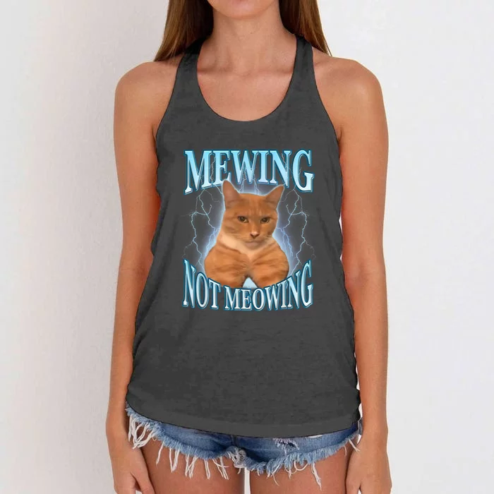 Funny Cat Meme Meowing Looks Max Meowing Women's Knotted Racerback Tank