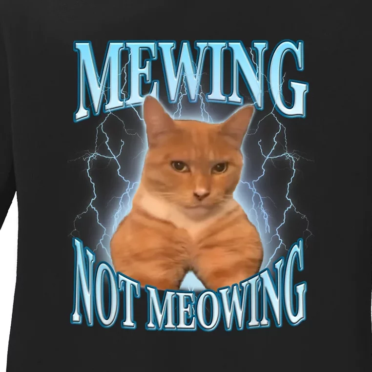 Funny Cat Meme Meowing Looks Max Meowing Ladies Long Sleeve Shirt