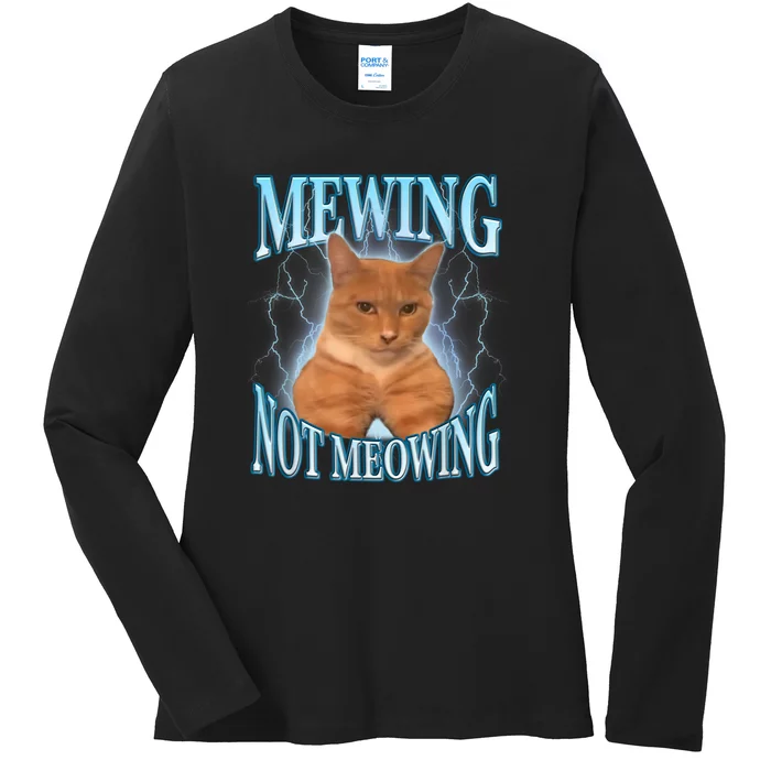 Funny Cat Meme Meowing Looks Max Meowing Ladies Long Sleeve Shirt