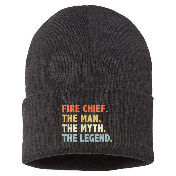 Fire Chief Man The Myth Legend Gifts Firefighter Fire Chief Sustainable Knit Beanie