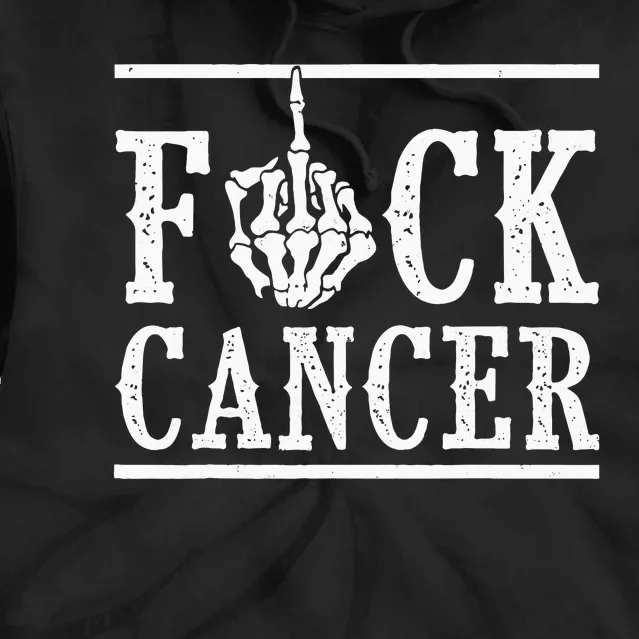 Fuck Cancer Middle Finger Bone Skeleton Cancer Survivor Tie Dye Hoodie