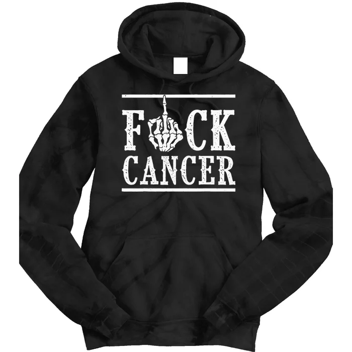 Fuck Cancer Middle Finger Bone Skeleton Cancer Survivor Tie Dye Hoodie